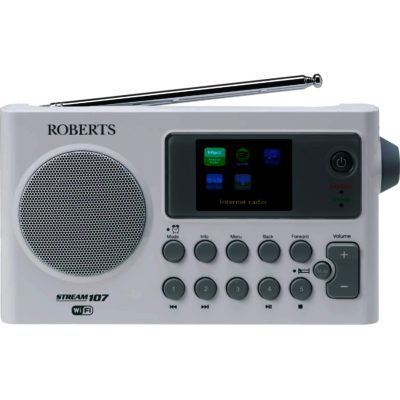 Roberts Stream 107 White - Stylish Portable DAB/FM/Internet Radio with Media Streaming WiFi Built-in Battery Charger Roberts Stream 107 White - Stylish Portable DAB/FM/Internet Radio with Media Streaming WiFi Built-in Battery Charger